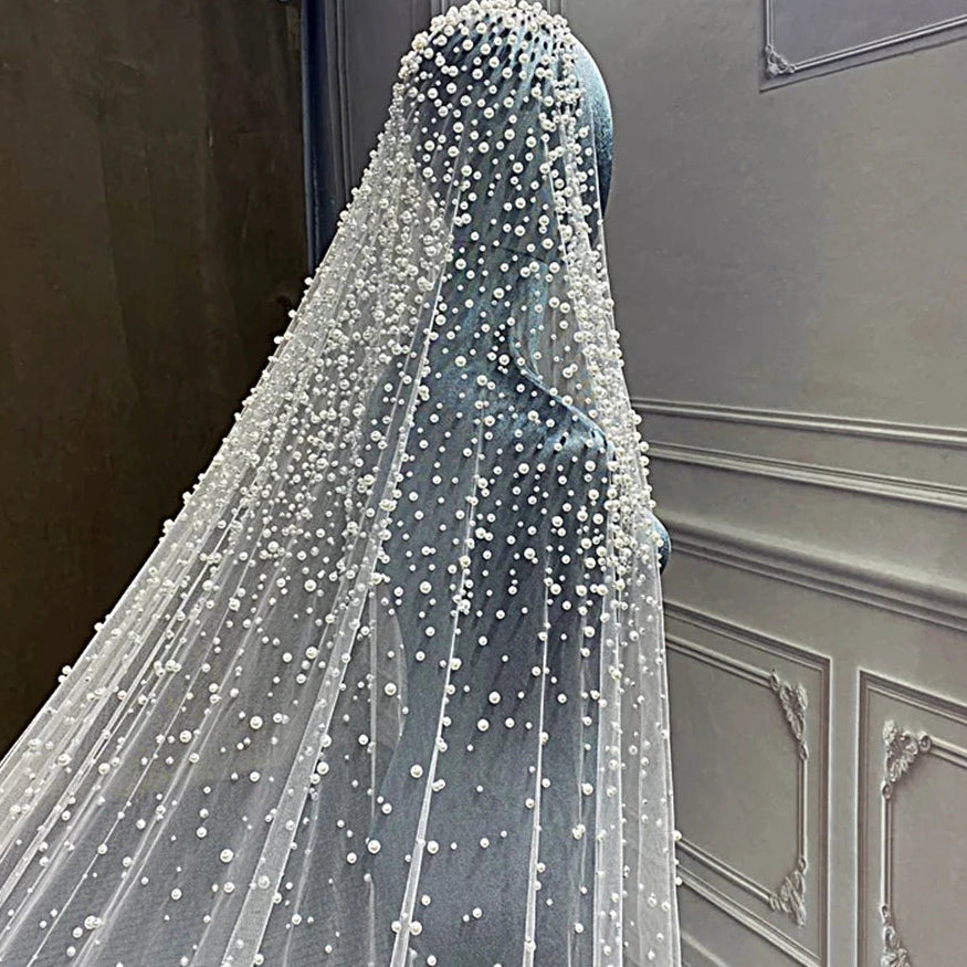 Handmade Pearl Cathedral Wedding Veil