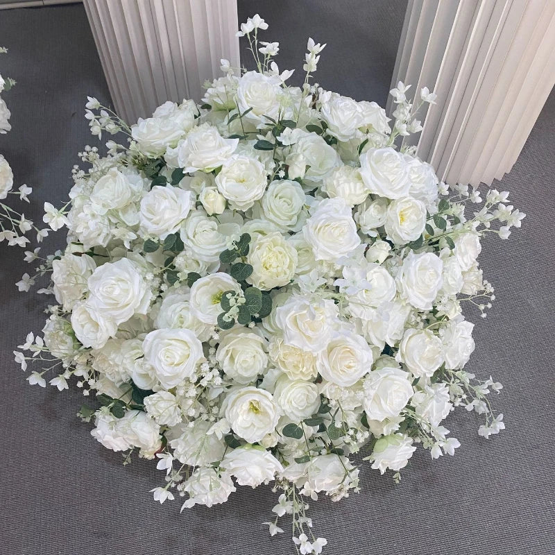 Elegant White Rose and Baby's Breath Flower Ball Decor