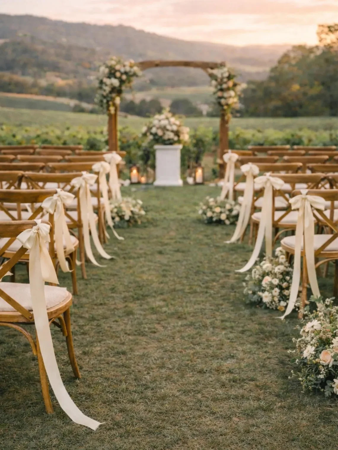 Wedding Chair Decor with Ribbon Bows
