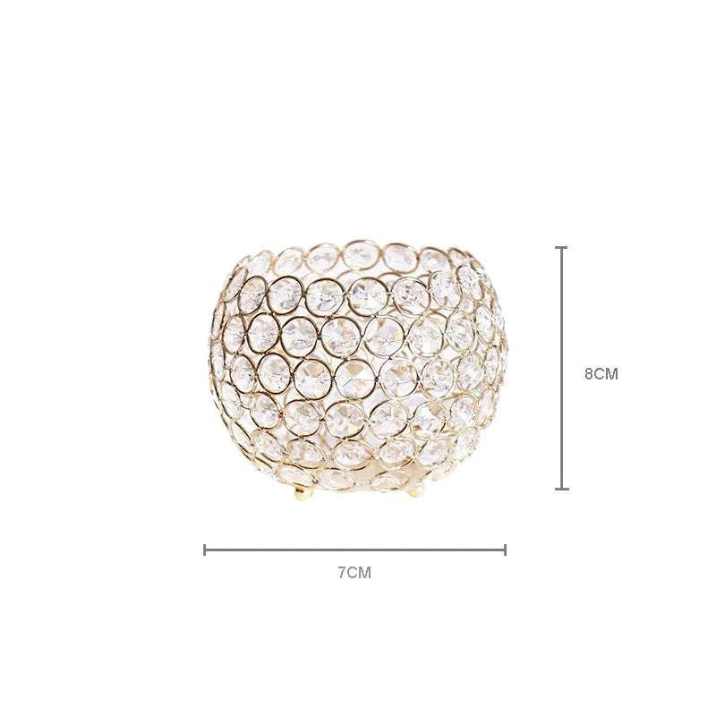 Gold Crystal Candle Holder for Wedding Centerpiece Tealight Candlestic