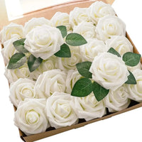 25pcs Artificial Flowers, Fake Flowers Roses W/stem For DIY Wedding Bo