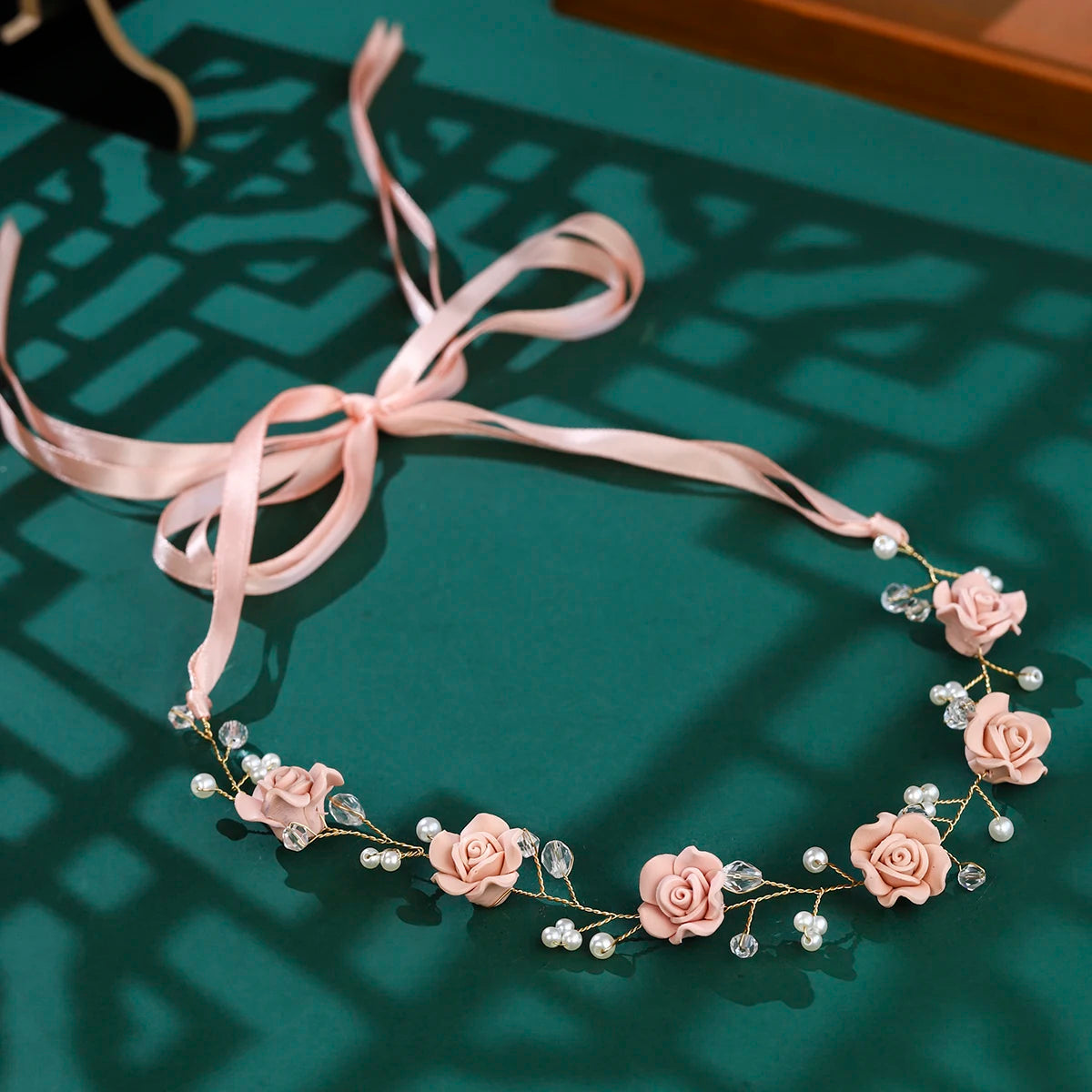 Elegant Rose Pearl Hair Headband