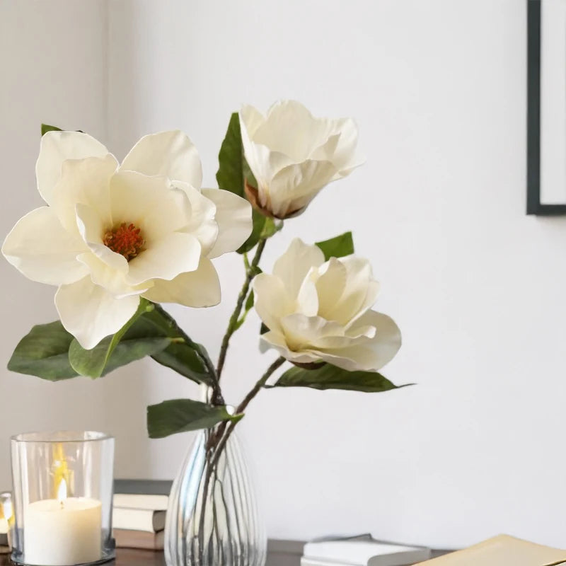 Faux Magnolia Bellflower Decorative Stem