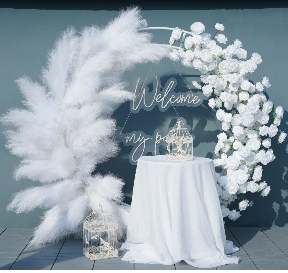 Elegant Pampas Rose Wedding Arch Decoration Piece
