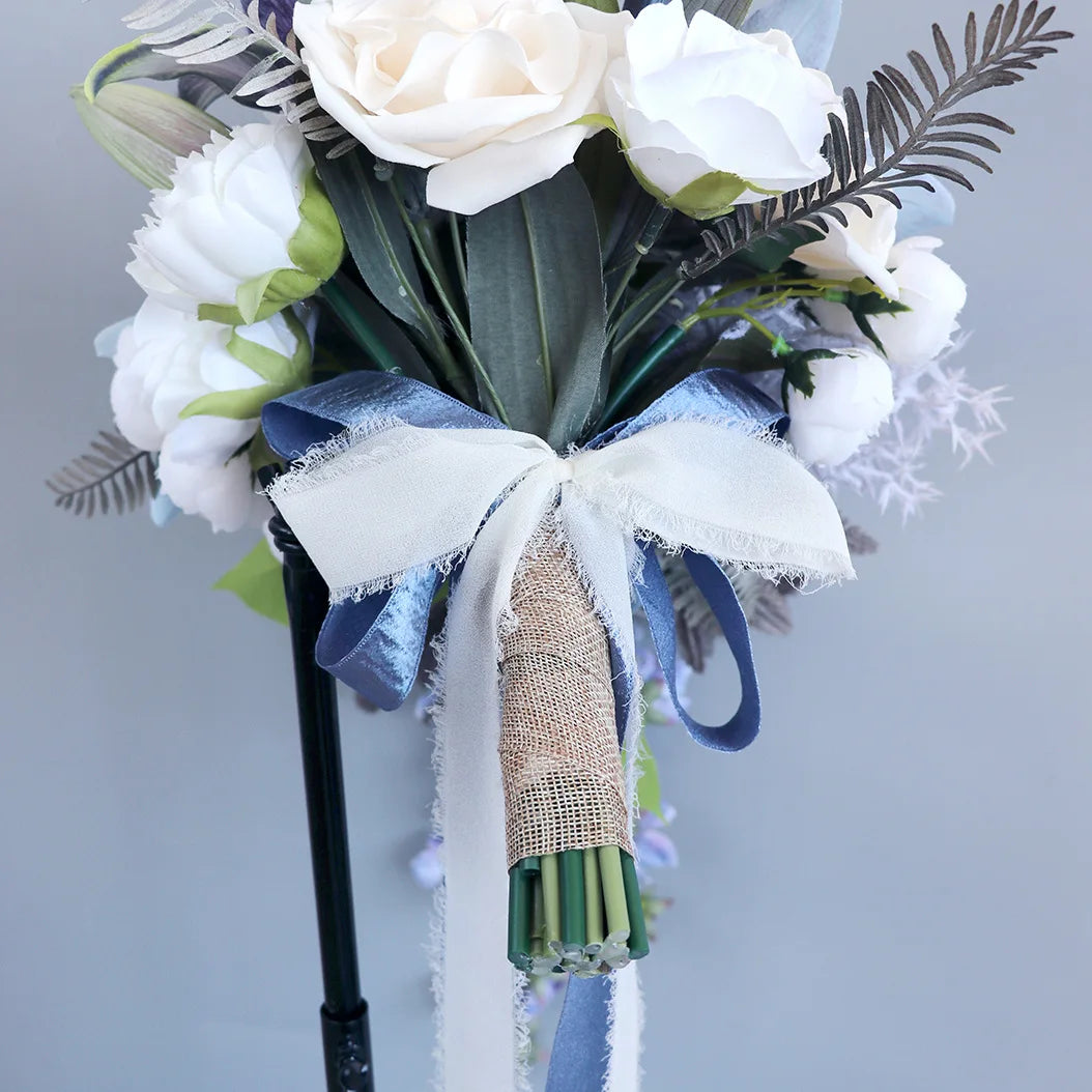 Blue Cascading Bridal Bouquet