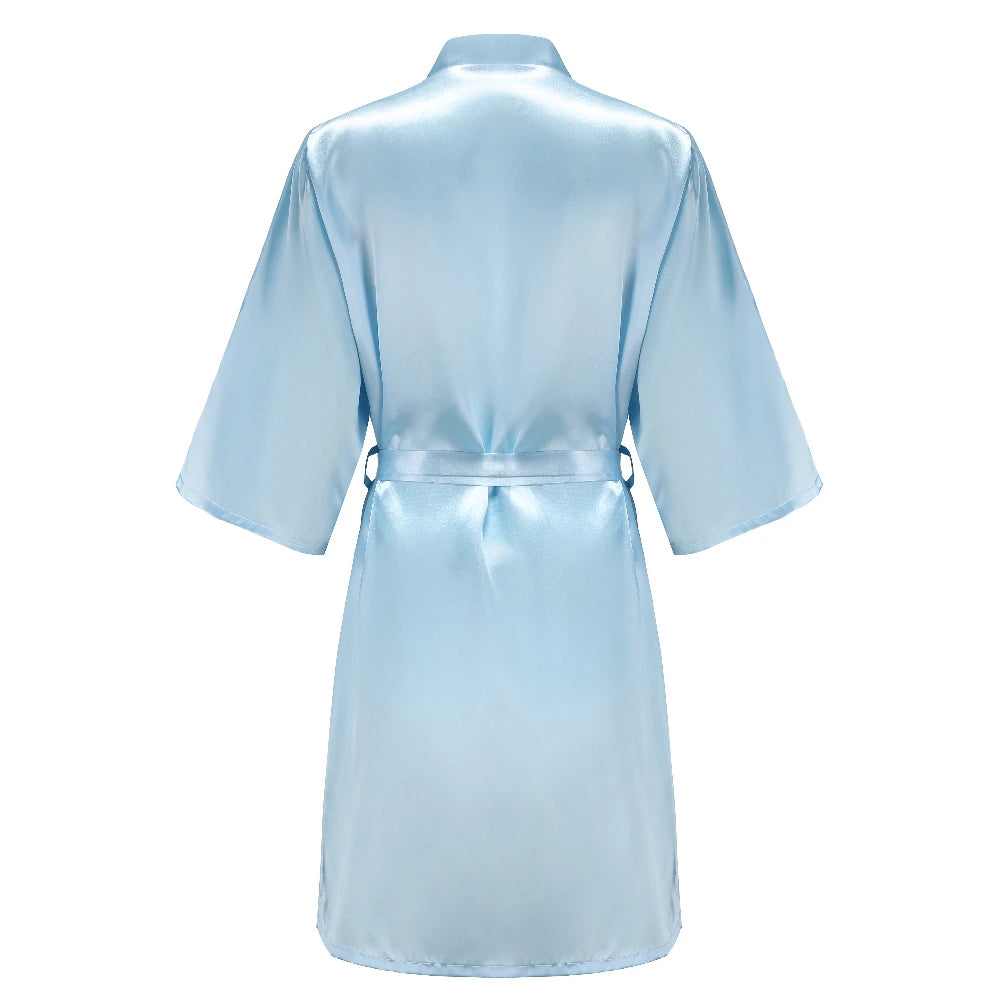 Light Blue Women's Satin Robe for the Wedding Party
