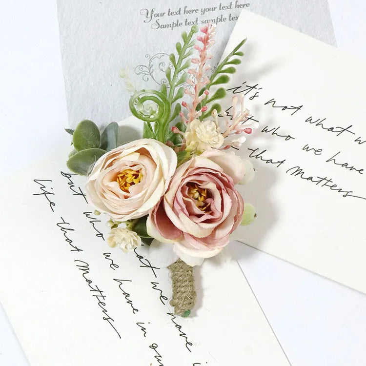 Pink Groom Wedding Boutonniere