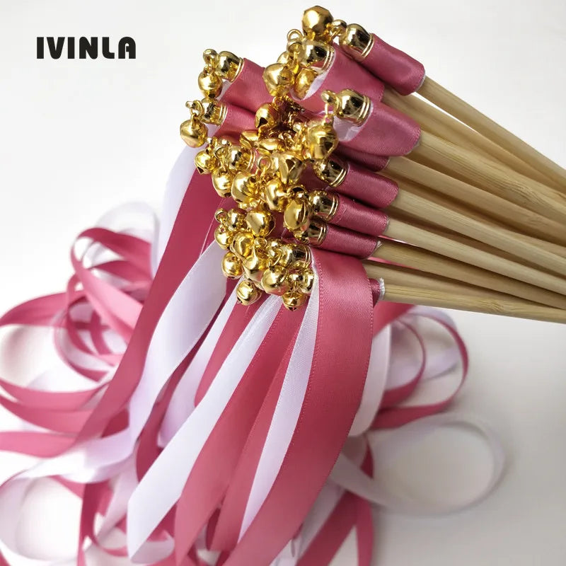 50PCS Coral Wedding Ribbon Wands