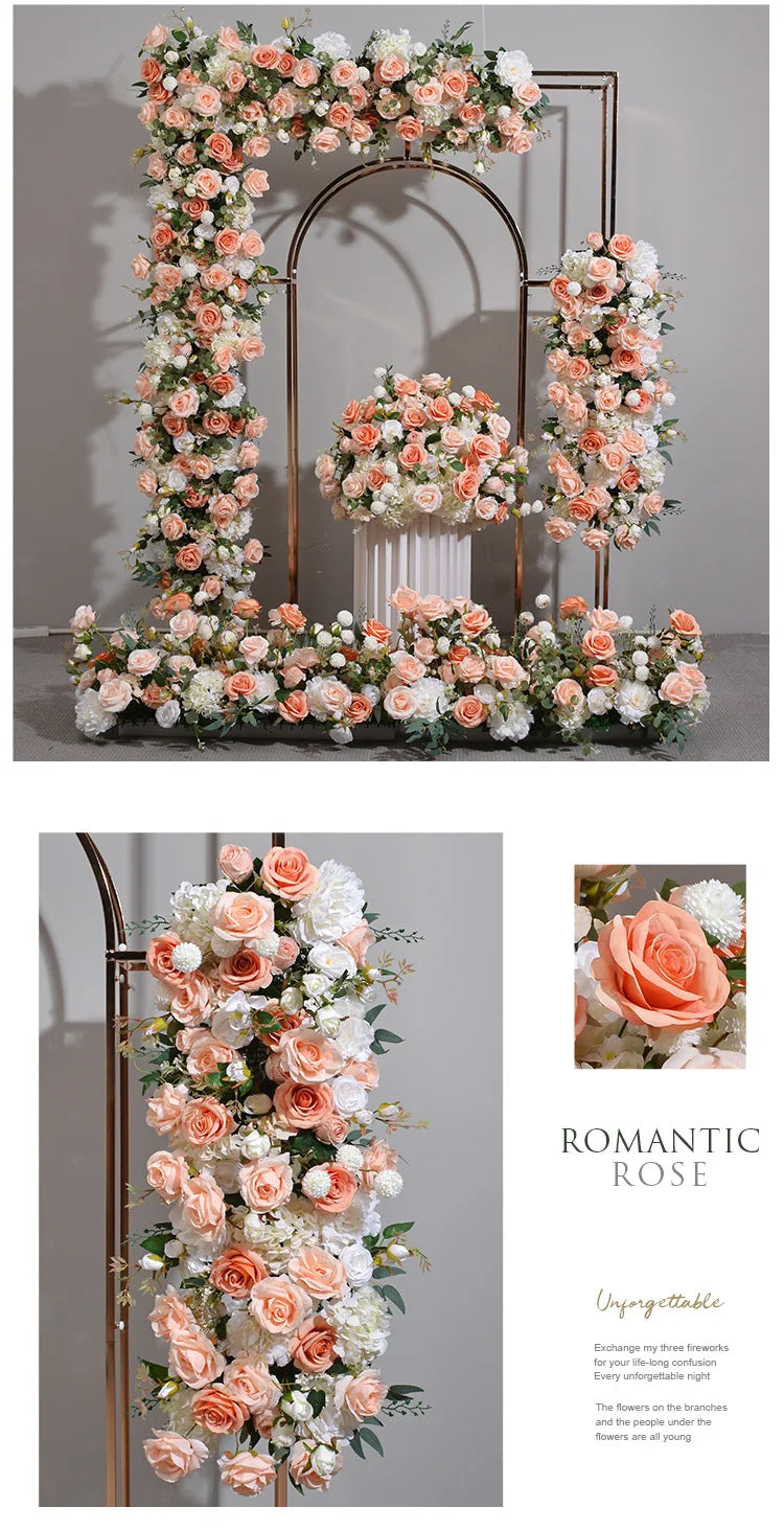 Peach and White Floral Wedding Arch Set