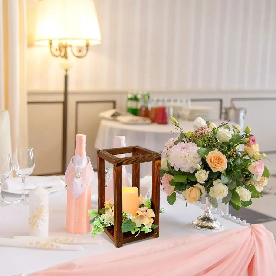 10-Piece Wedding Lantern Set with Candle and Flowers