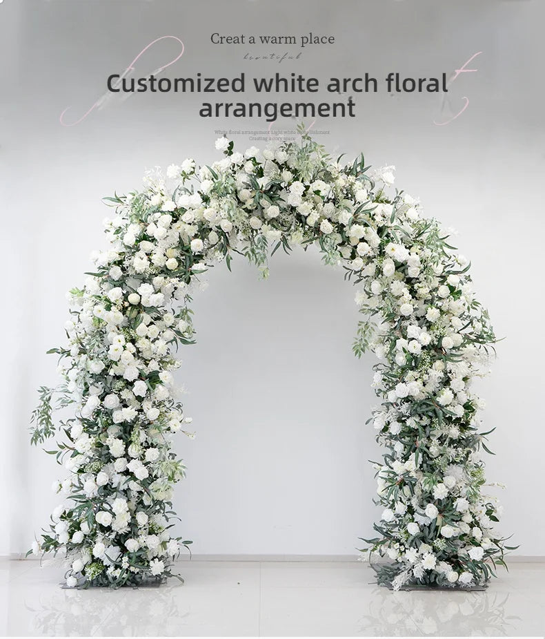 Green Olive Leaves White Rose Peony Flower Arrangement