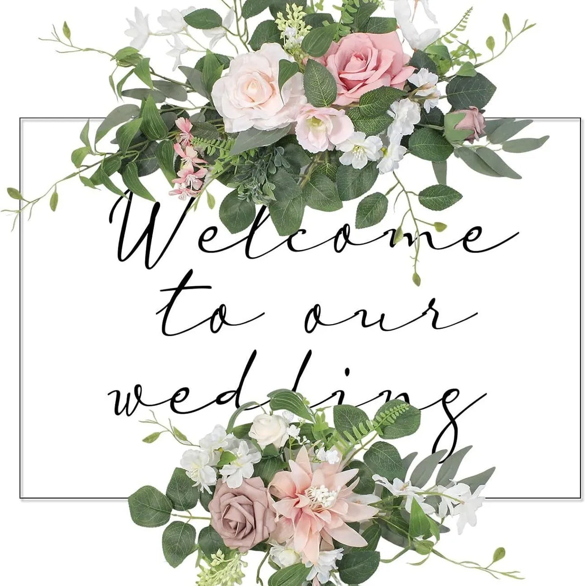 Romantic Floral Sign Swag Set – Artificial Wedding & Event Flowers