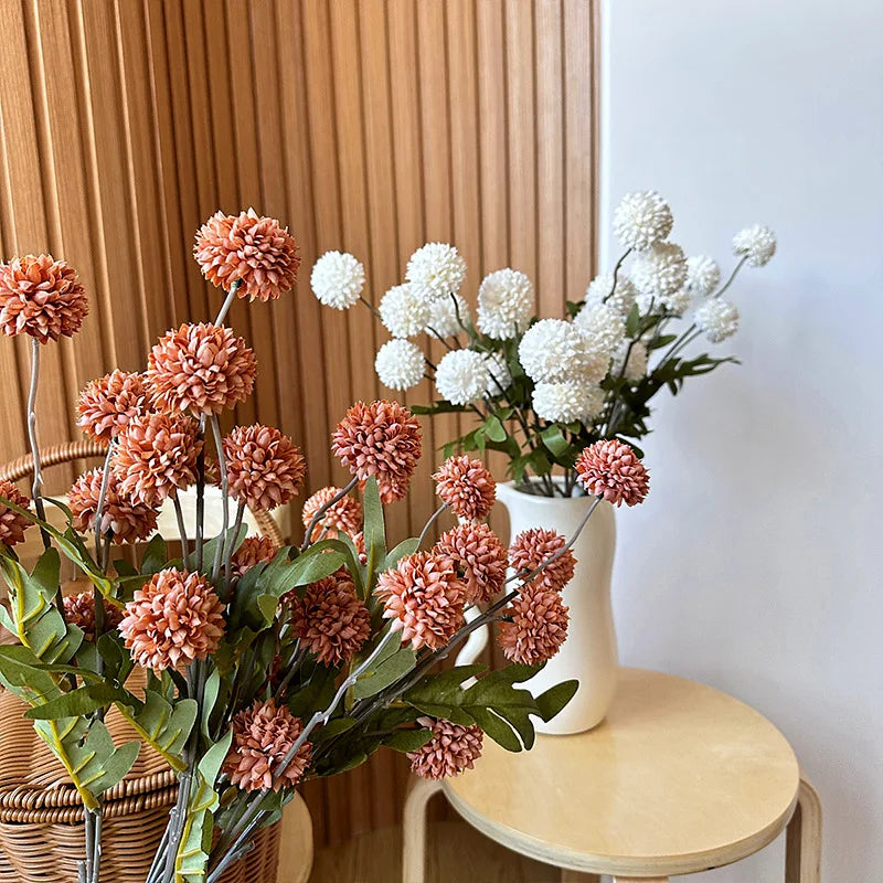 Silk Chrysanthemum Ball Flower Stem