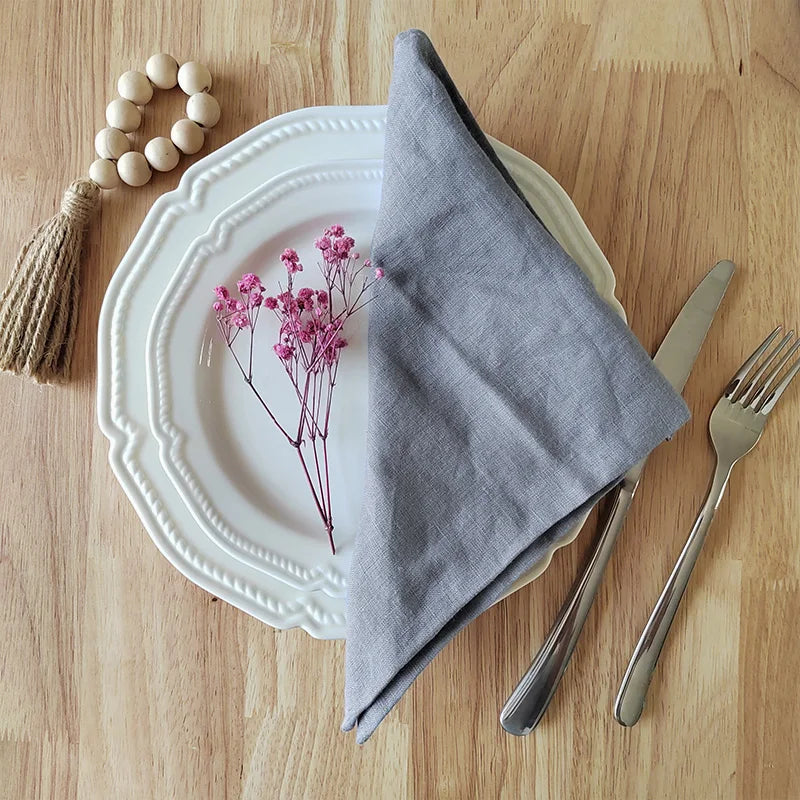 Set of 4 Cloth Napkins 100% Pure Linen 16x16Inch Hemmed Dinner Napkins