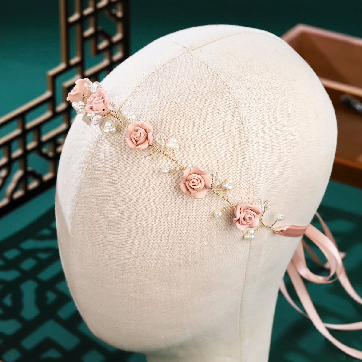 Elegant Rose Pearl Hair Headband