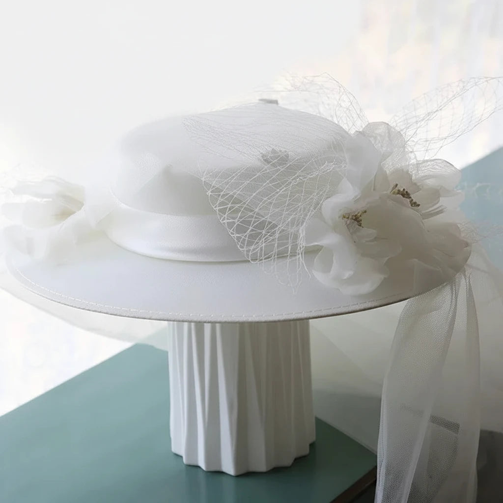 Vintage Floral Bridal Felt Hat