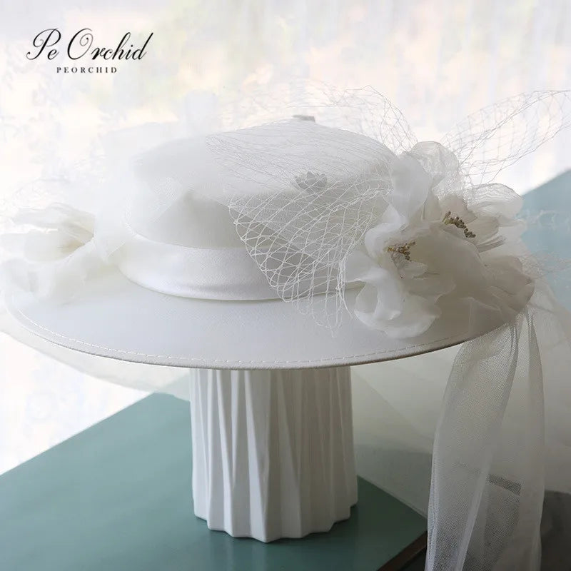 Vintage Floral Bridal Felt Hat
