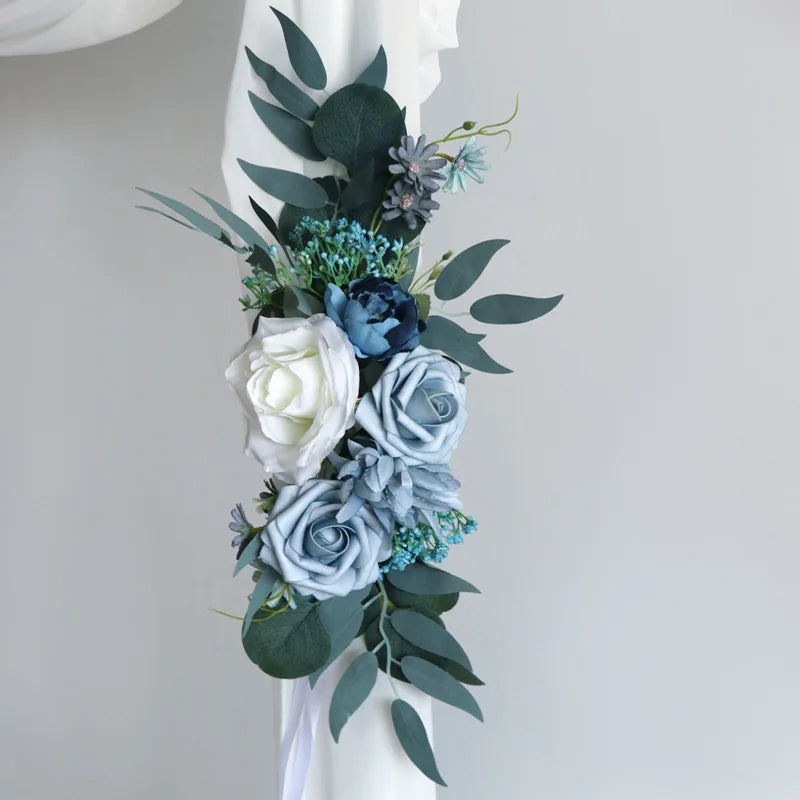 Blue Rose Wedding Backdrop Corner Flower Set