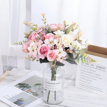 Beautiful Roses Autumn Artificial Flowers Silk Peony Hydrangea Big Bri
