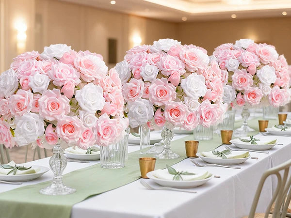 Baby Pink and White Table Flower Centerpieces