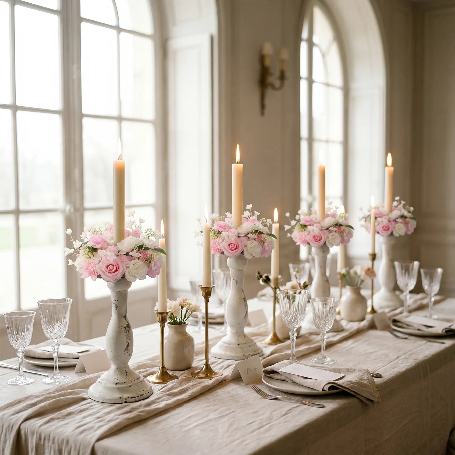 Romantic Pink and White Floral Centerpiece