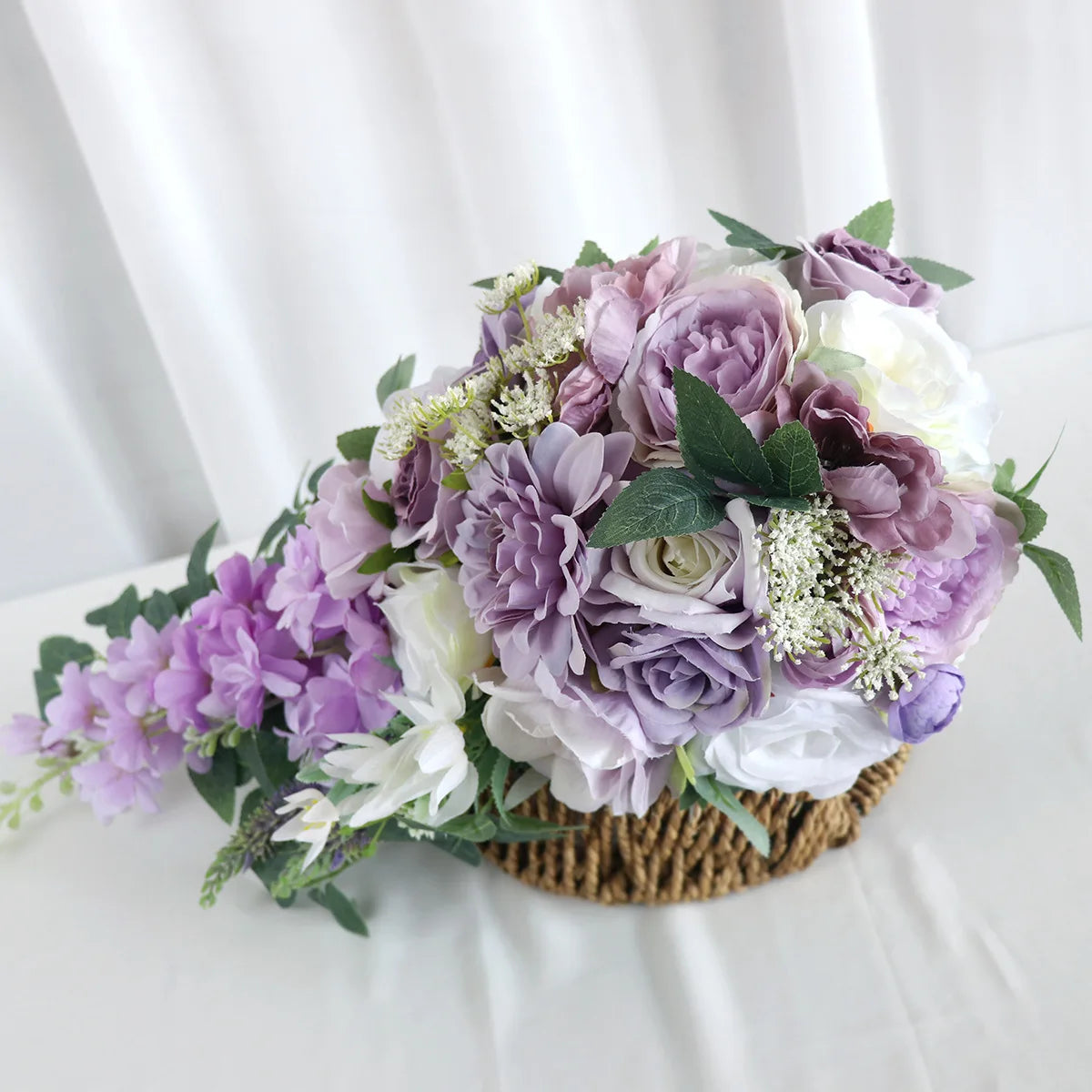 Purple Cascading Bridal Rose Bouquet