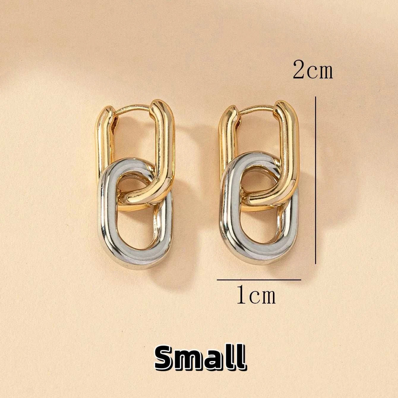 Stainless Steel Fashion Gold Color Geometric Square Hoop Earrings for 
