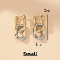 Stainless Steel Fashion Gold Color Geometric Square Hoop Earrings for 