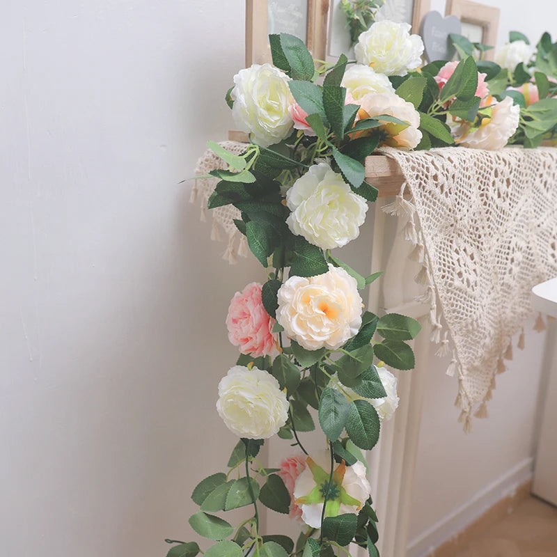 Pink Floral Garland with Greenery