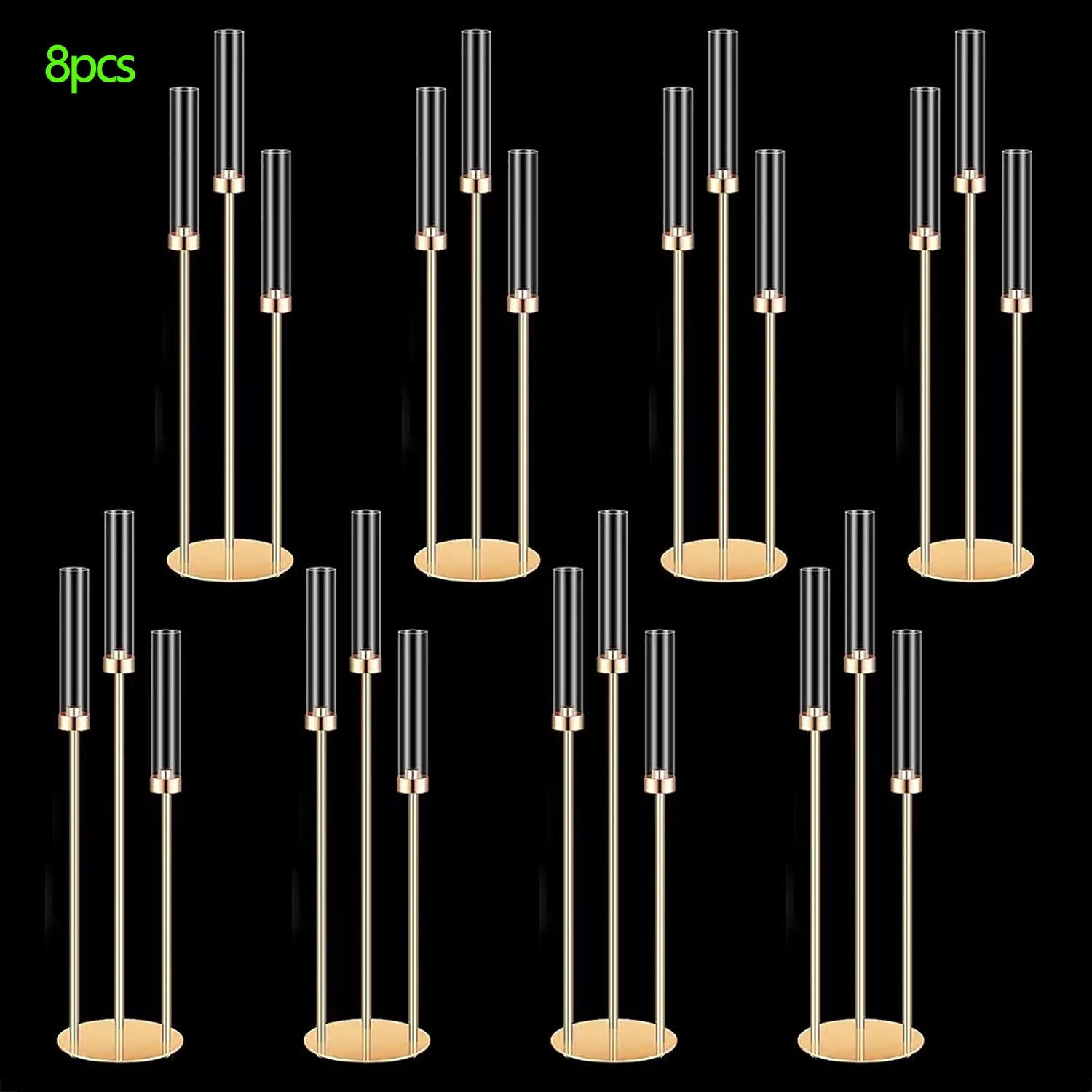 Gold Glass Candle Holder Set, 8 Pieces