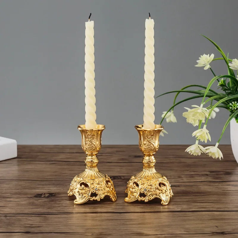 Vintage Candle Holder Set in Gold and Silver