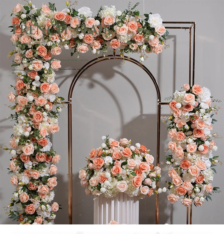 Peach and White Floral Wedding Arch Set
