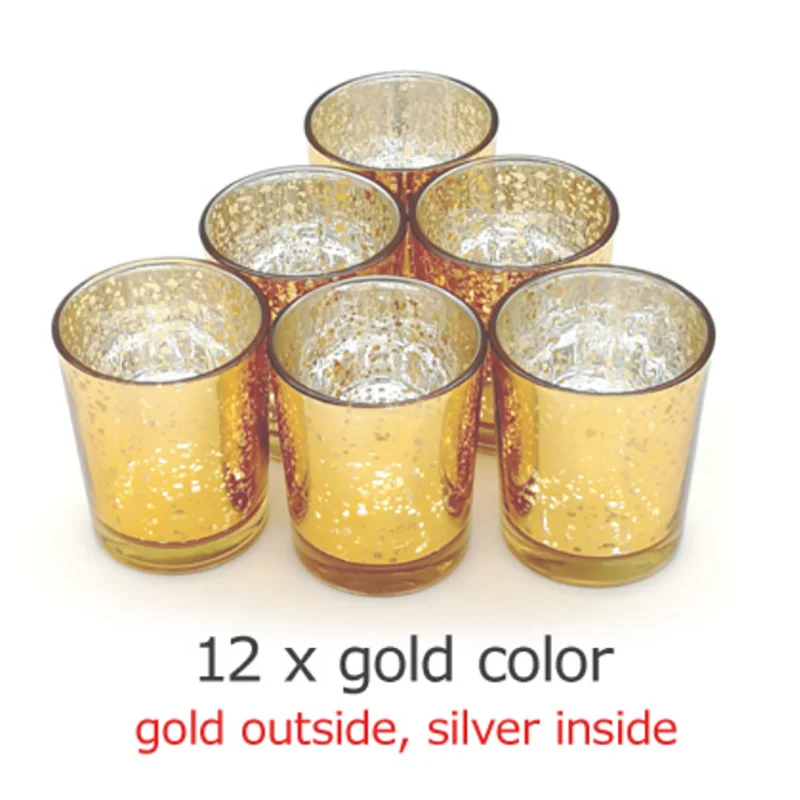 ERMAKOVA 6/12 Pcs Votive Candle Holder Mercury Glass Tealight Candle H