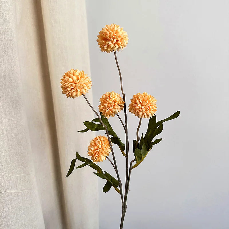 Silk Chrysanthemum Ball Flower Stem