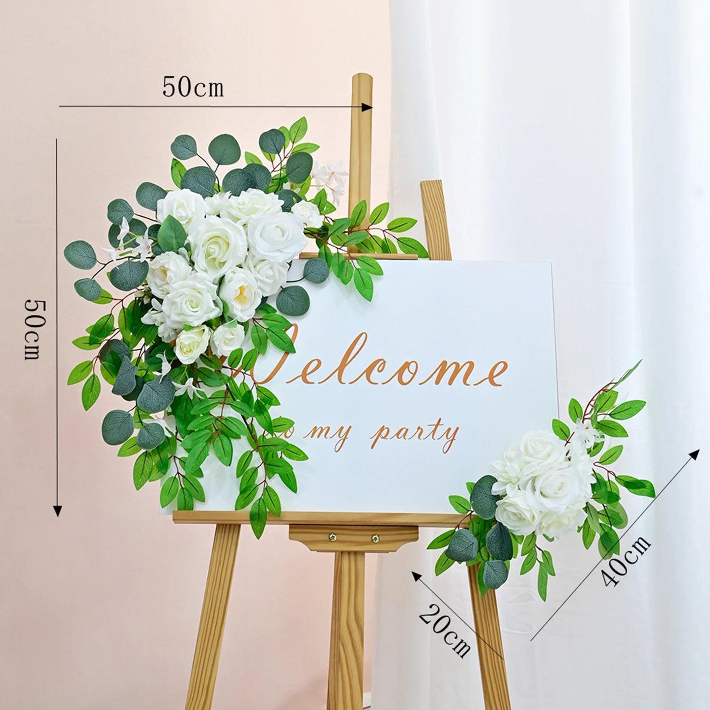 Large 2Pcs Artificial Flower Swag Floral Swag Garland Wedding Arch Flowers Kit for Sign Rustic Artificial Floral Swag Arch Decor