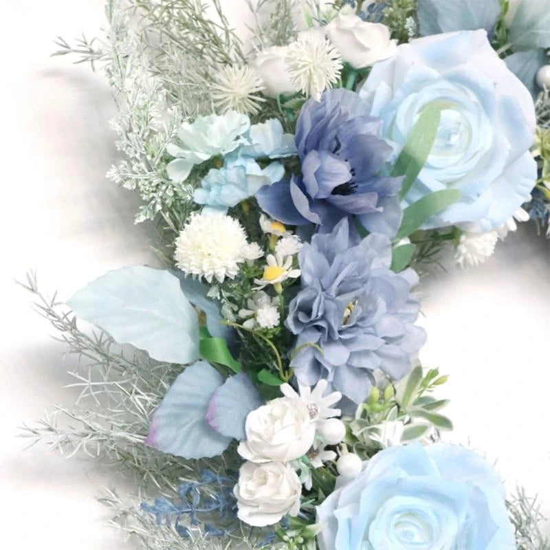 Blue Rose Floral Door Wreath