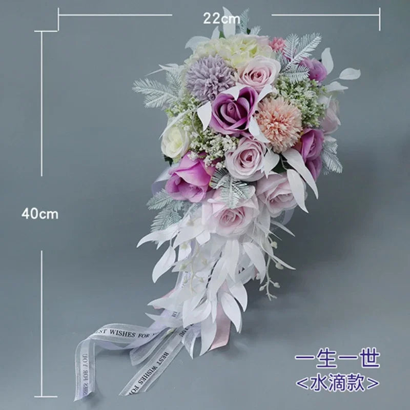 Champagne Waterfall Bridal Bouquet