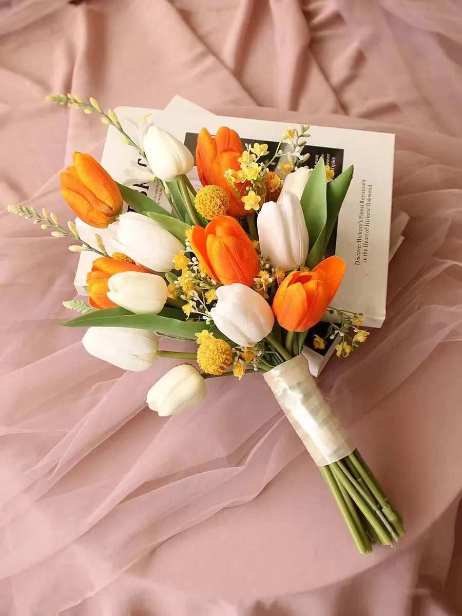 Orange Tulip Bridal Wedding Bouquet