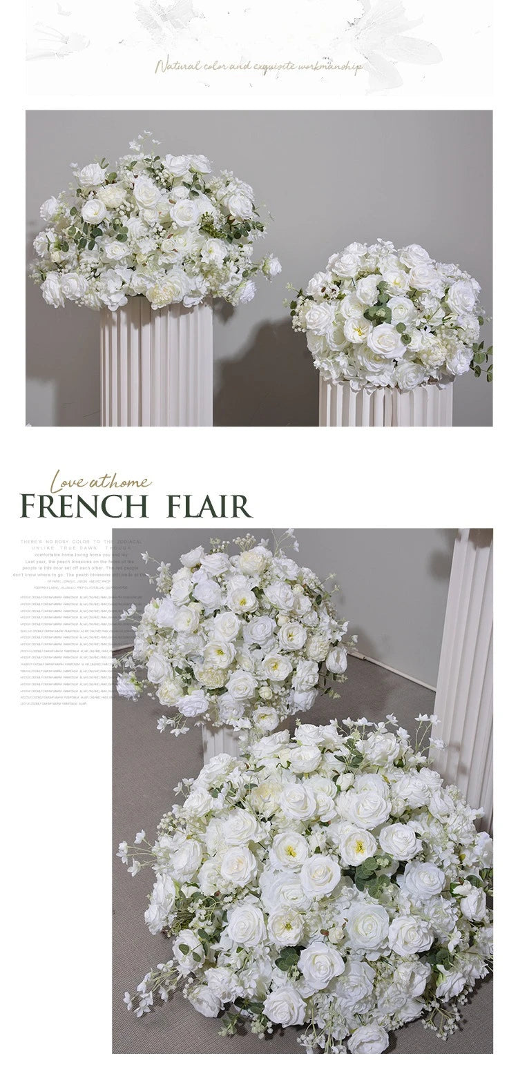 Elegant White Rose and Baby's Breath Flower Ball Decor