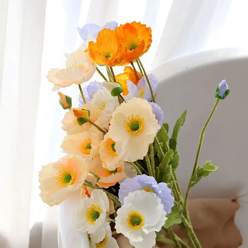 4 Head Artificial Poppy Flowers