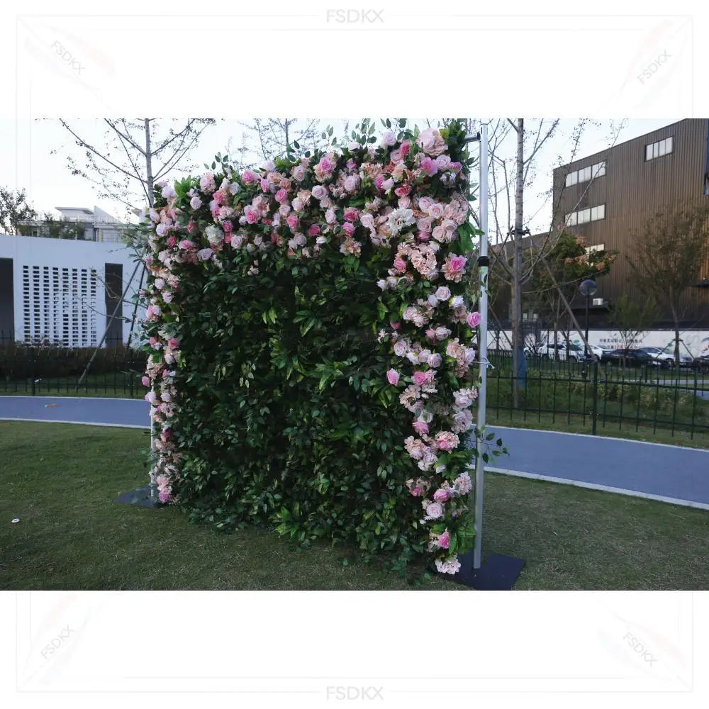 Pink Rose Flower Wall Panel Wedding Backdrop