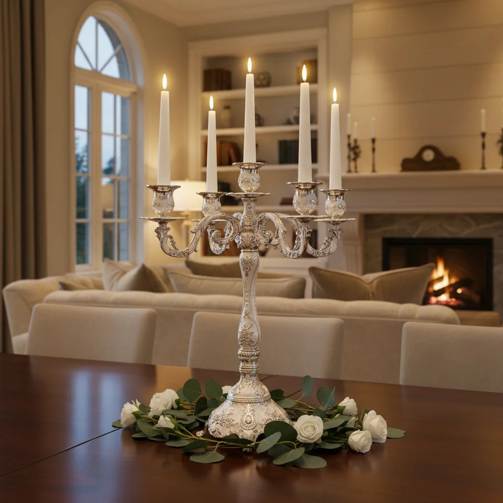 Vintage Gold and White Candelabra