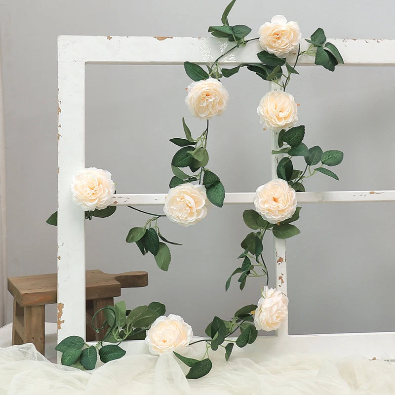 Pink Floral Garland with Greenery