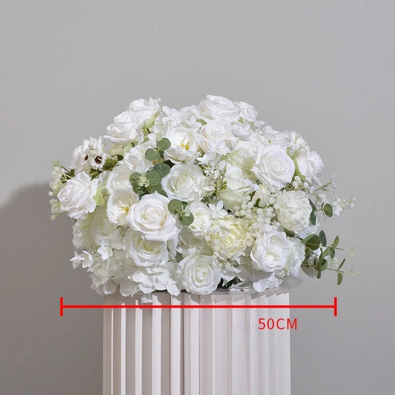 Elegant White Rose and Baby's Breath Flower Ball Decor