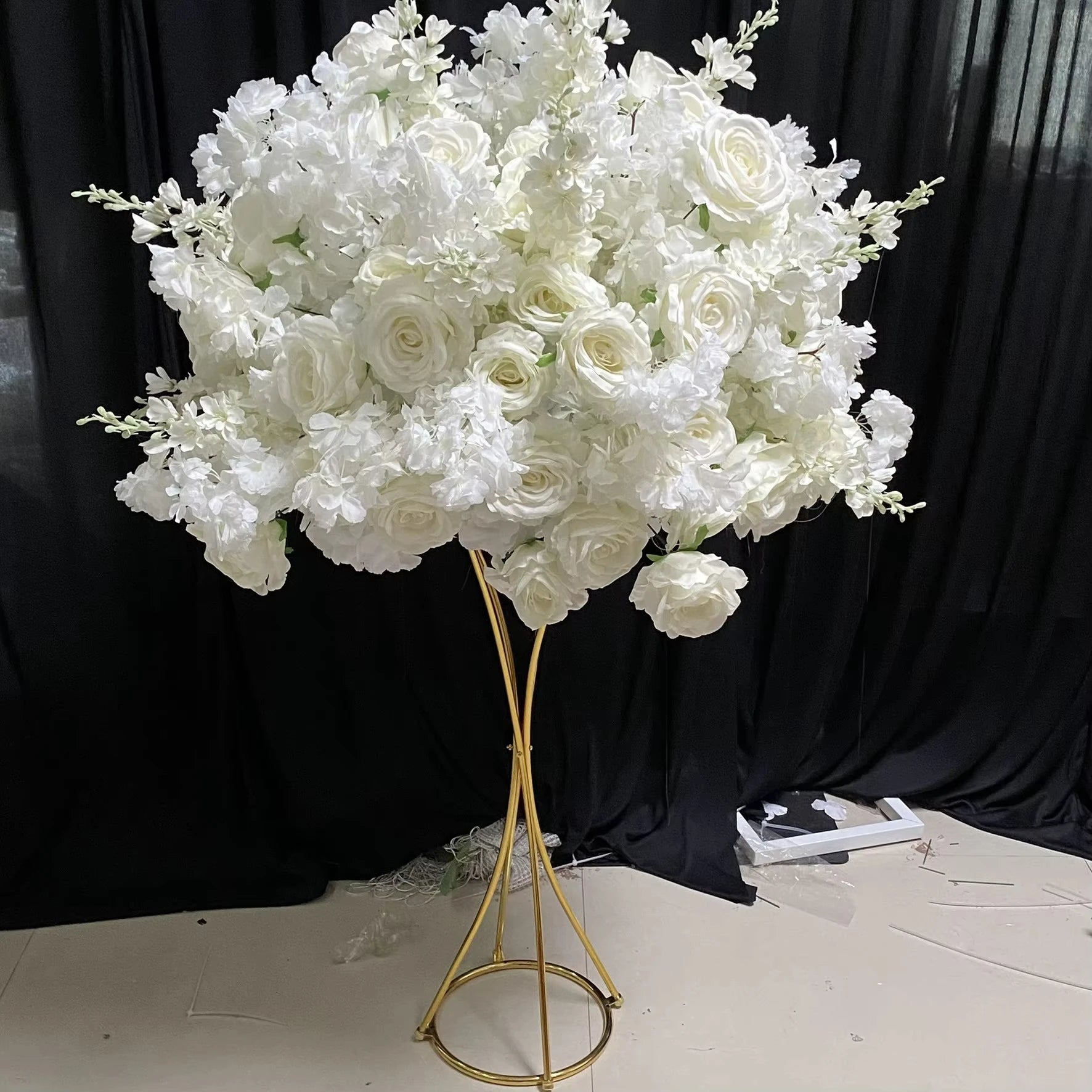 Artificial Rose Flower Row Backdrop Decor Piece