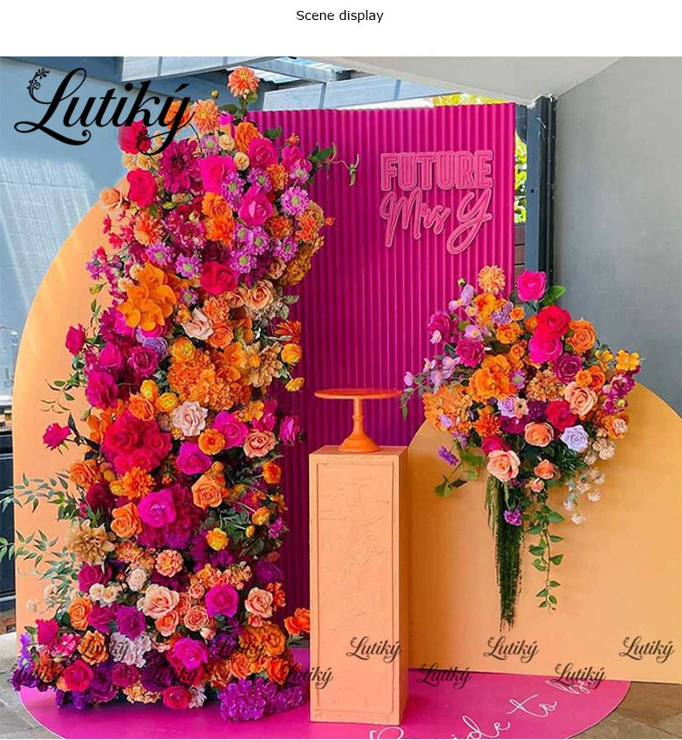 Rose Flower Row Wedding Table Runner Decoration