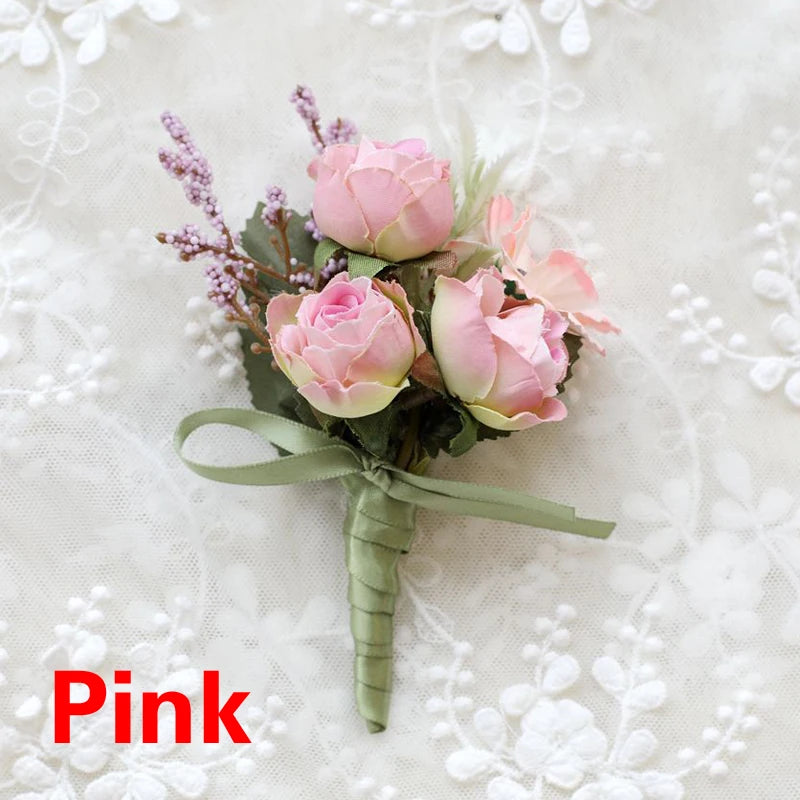 Silk Rose Wedding Boutonniere