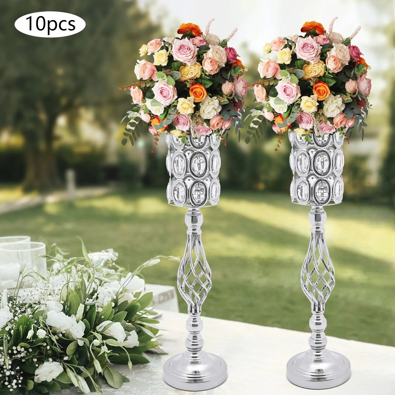 Elegant Wedding Flower Vases, 10-Piece Set