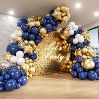 Wedding Balloons Garland Arch Kit Navy Blue White Gold Balloon Gold Star Foil Ballon Wedding Anniversary Party Birthday Supplies