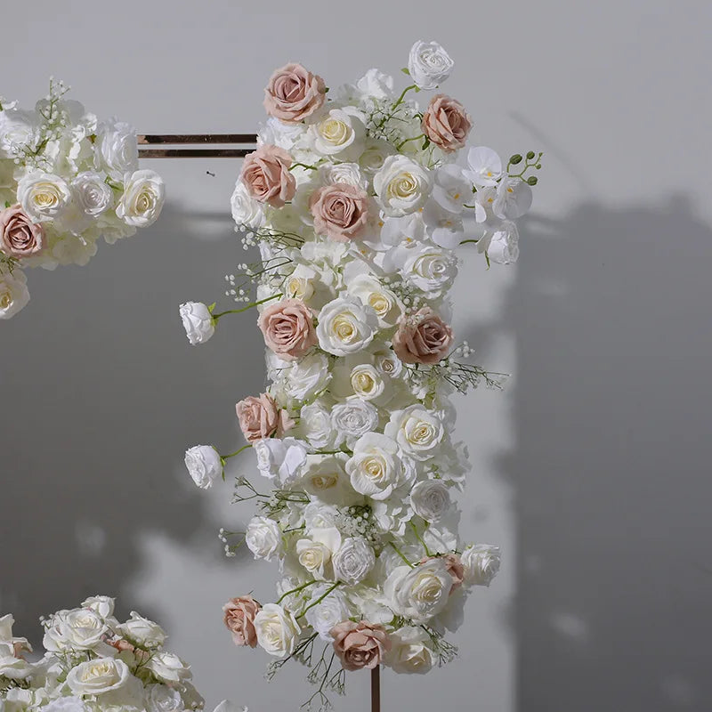 White and Blush Pink Floral Wedding Arch Set